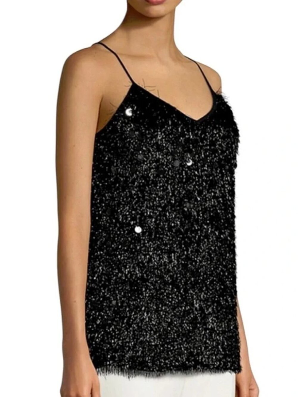 Lafayette 148 Averie Fringe Sequin Top NWT